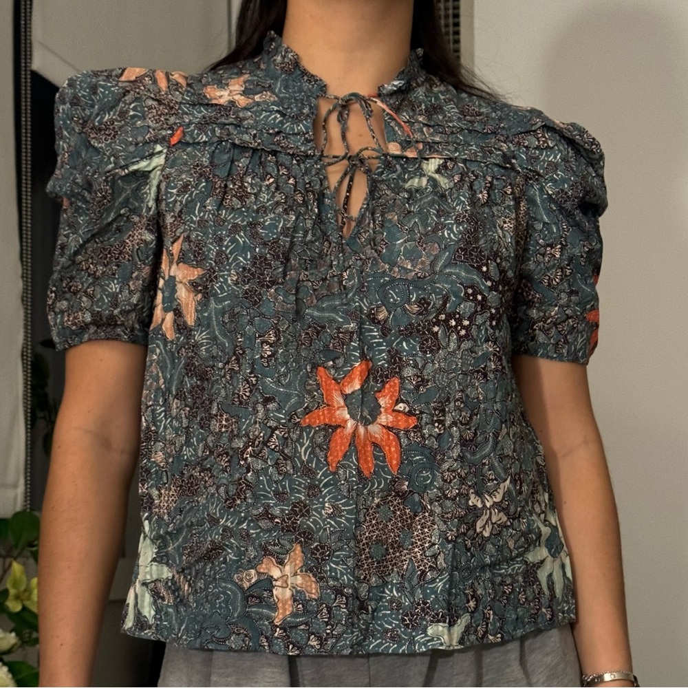 Ulla Johnson Floral Puff Sleeve Top